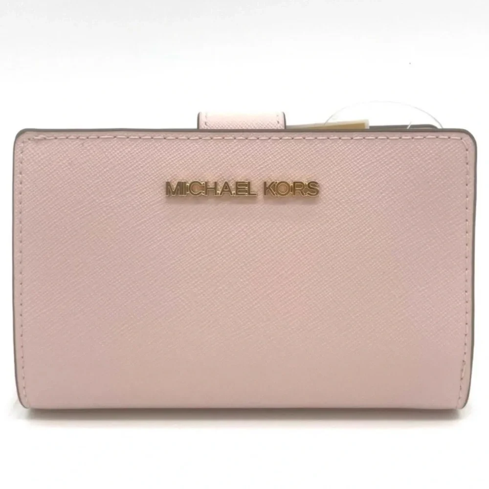 Michael Kors Medium Bifold Zip Chain Wallet Powder Blush - Picture 2 of 8